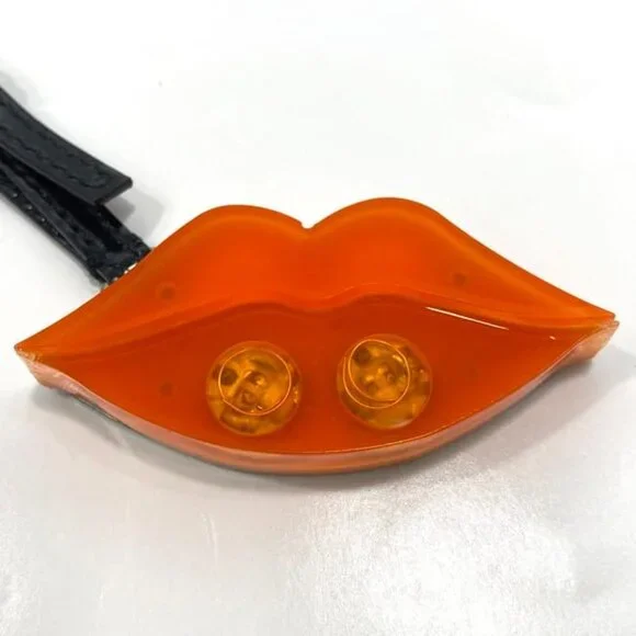 Prada Key Holder Orange Silver Black Plastic Metal - Picture 3 of 9